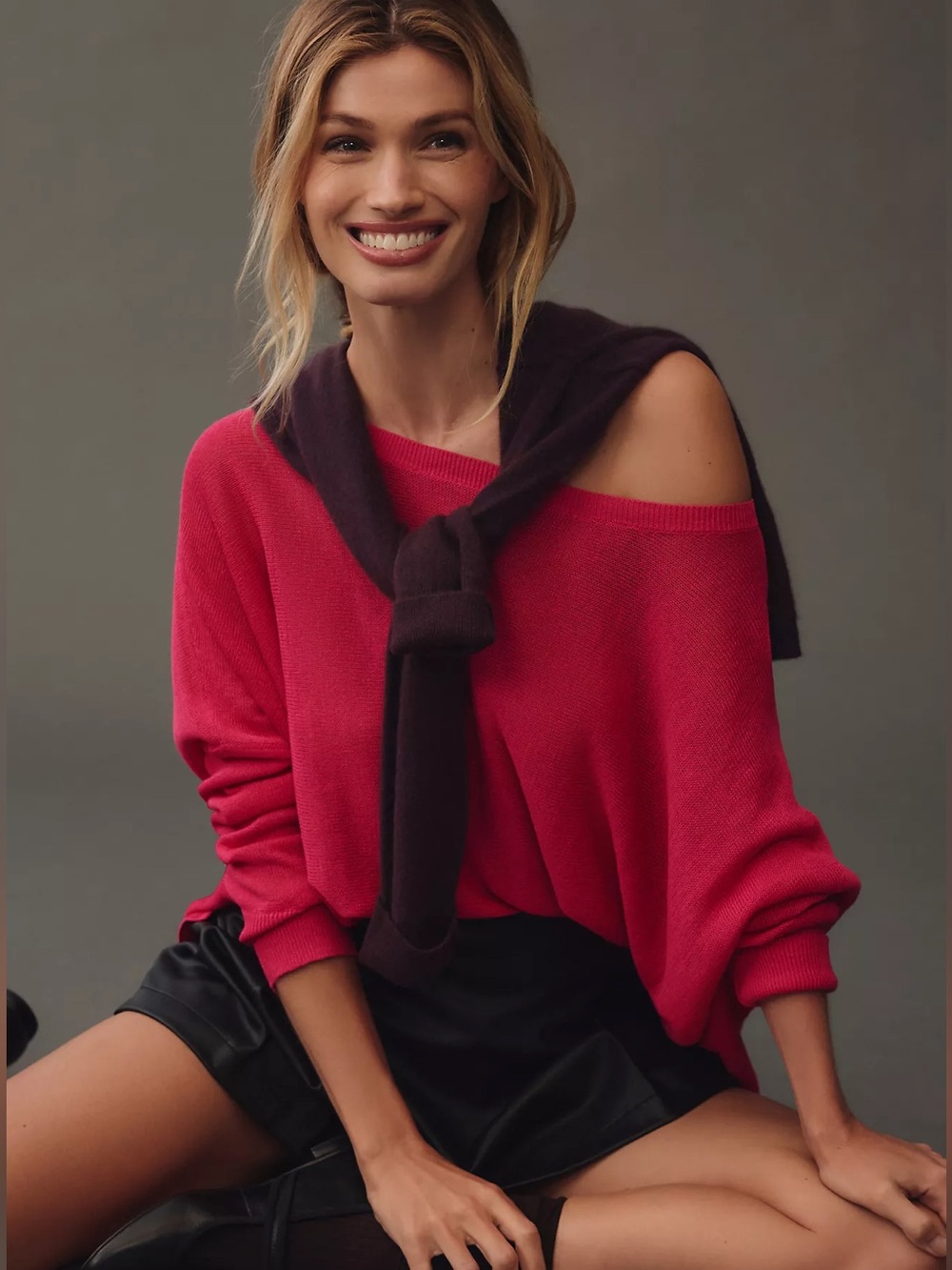 Anthropologie Maeve Boat-Neck Sheer Linen Knit Sweater